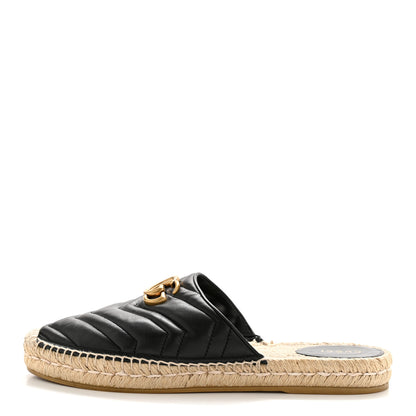 Gucci Nappa Matelasse GG Marmont Espadrille Slippers 41 Black 1 of 12