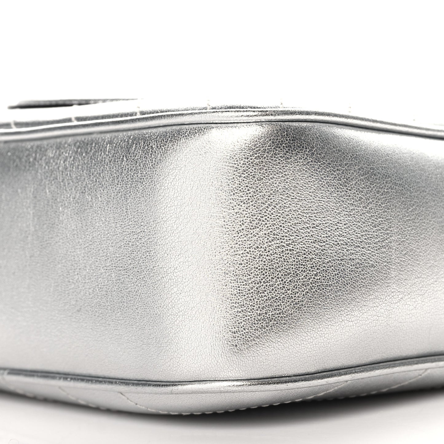 Metallic Sakai Be Green Calfskin Diagonal Stitched Small Blondie Shoulder Bag Silver