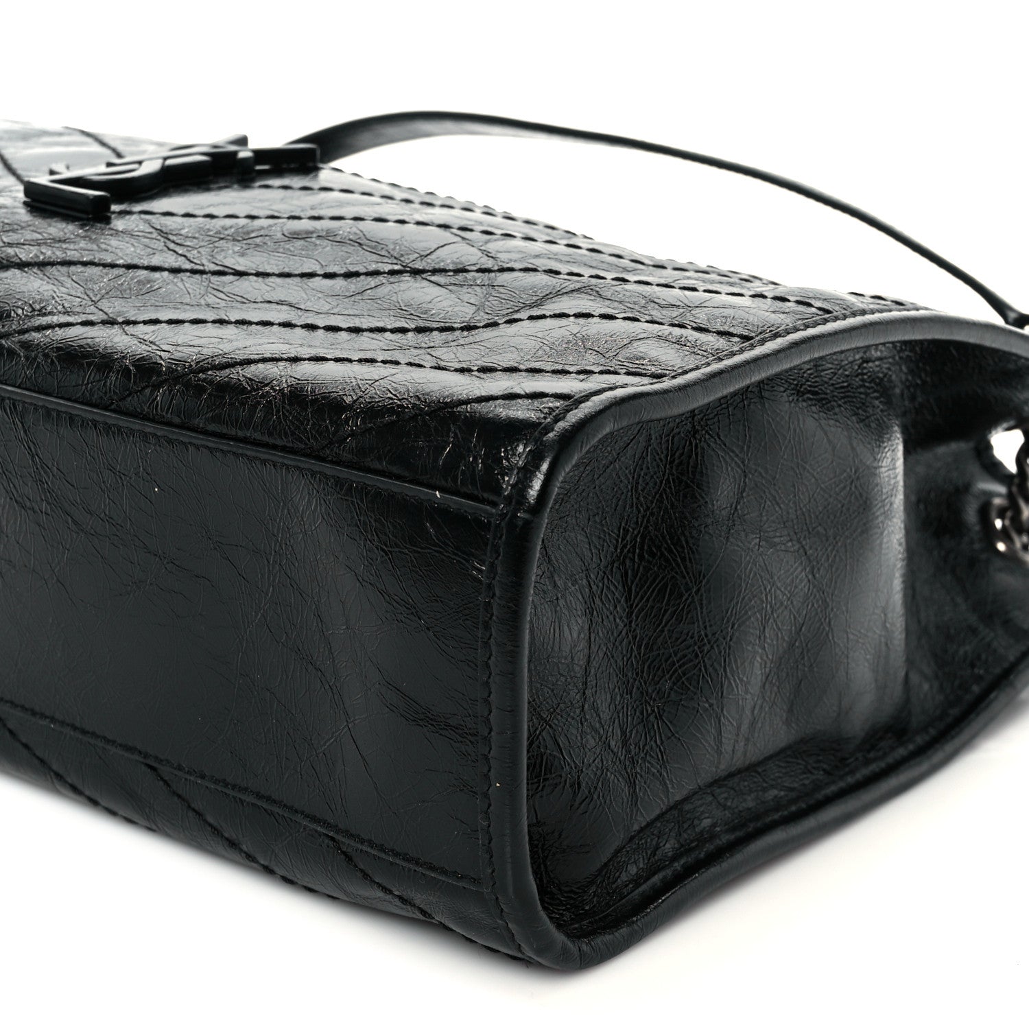 Saint Laurent Crinkled Calfskin Matelasse Monogram Medium Niki Shopper Tote Black 10 of 10