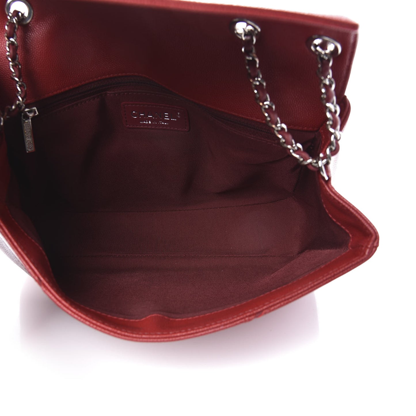 Caviar Macro Chevron Single Flap Red