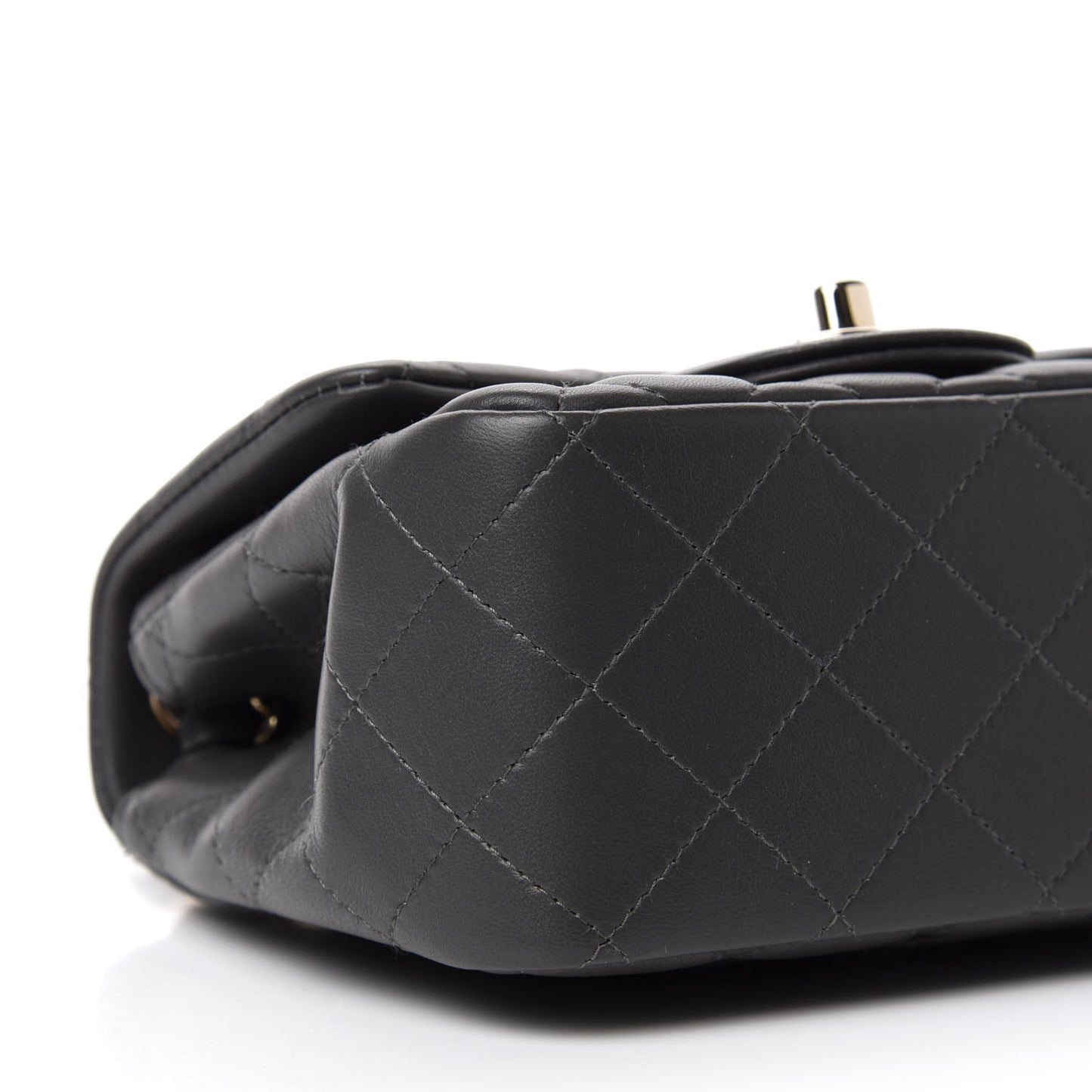 Lambskin Quilted Mini Square Flap Dark Grey