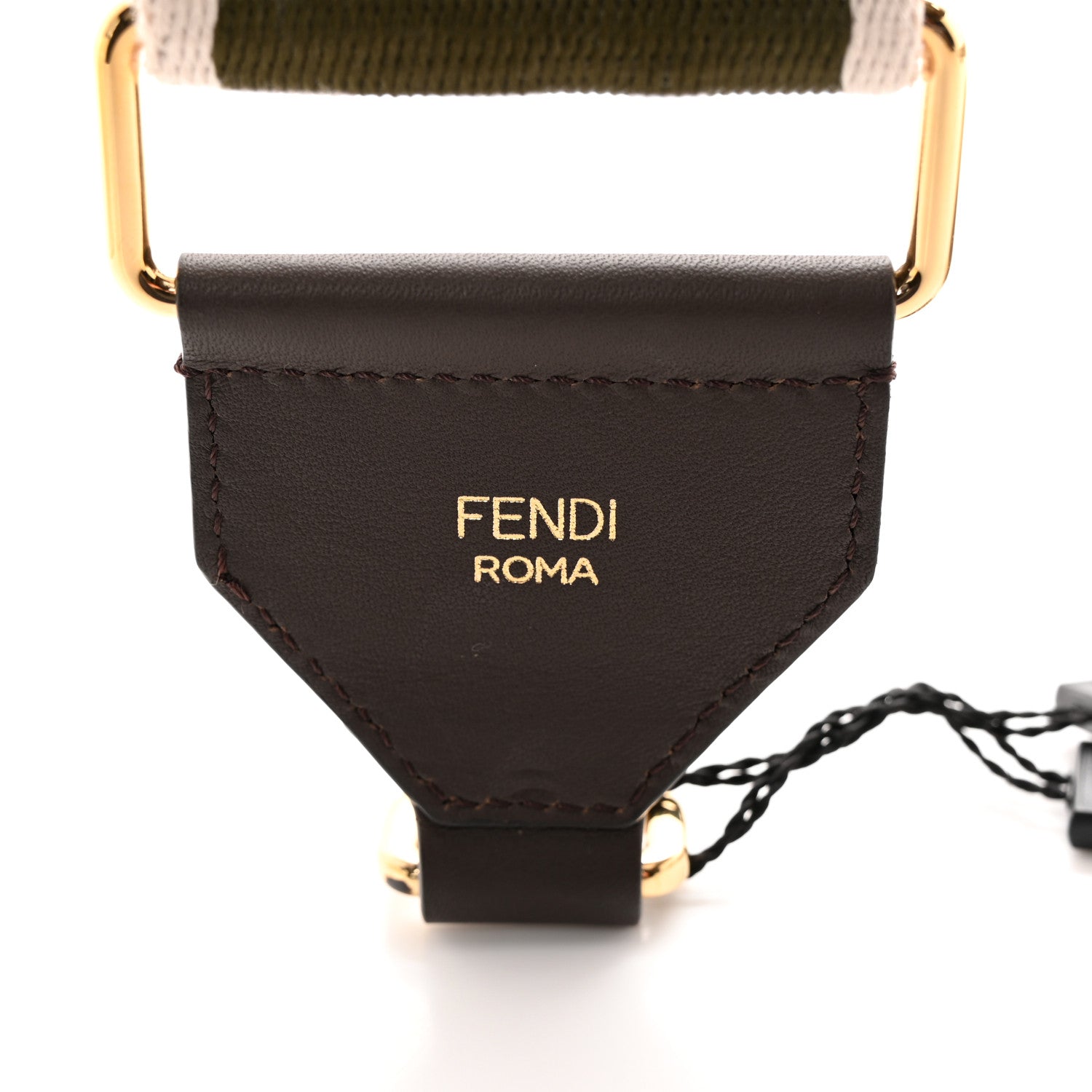 Fendi Ribbon Vitello Seta FF 1974 Adjustable Strap You Nube Military Chocolate 4 of 5