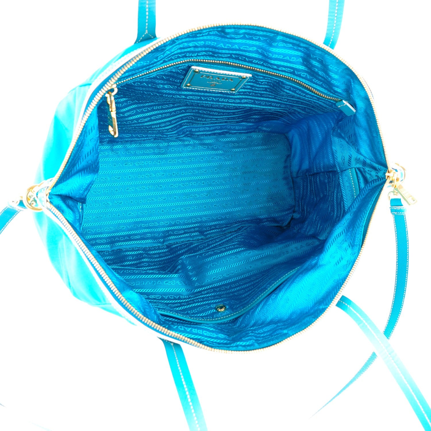 Prada Tessuto Nylon Saffiano Tote Turchese 9 of 11