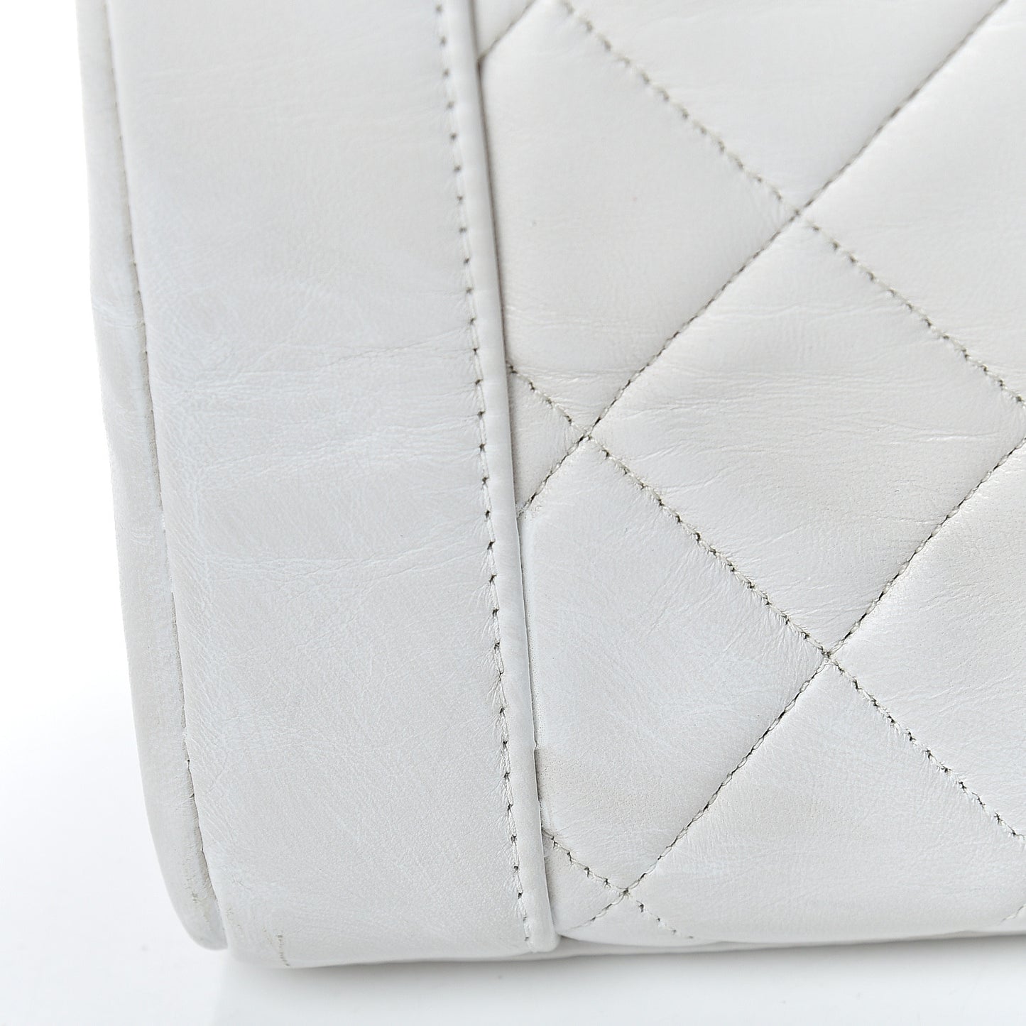 Lambskin Quilted Medium Single Flap White