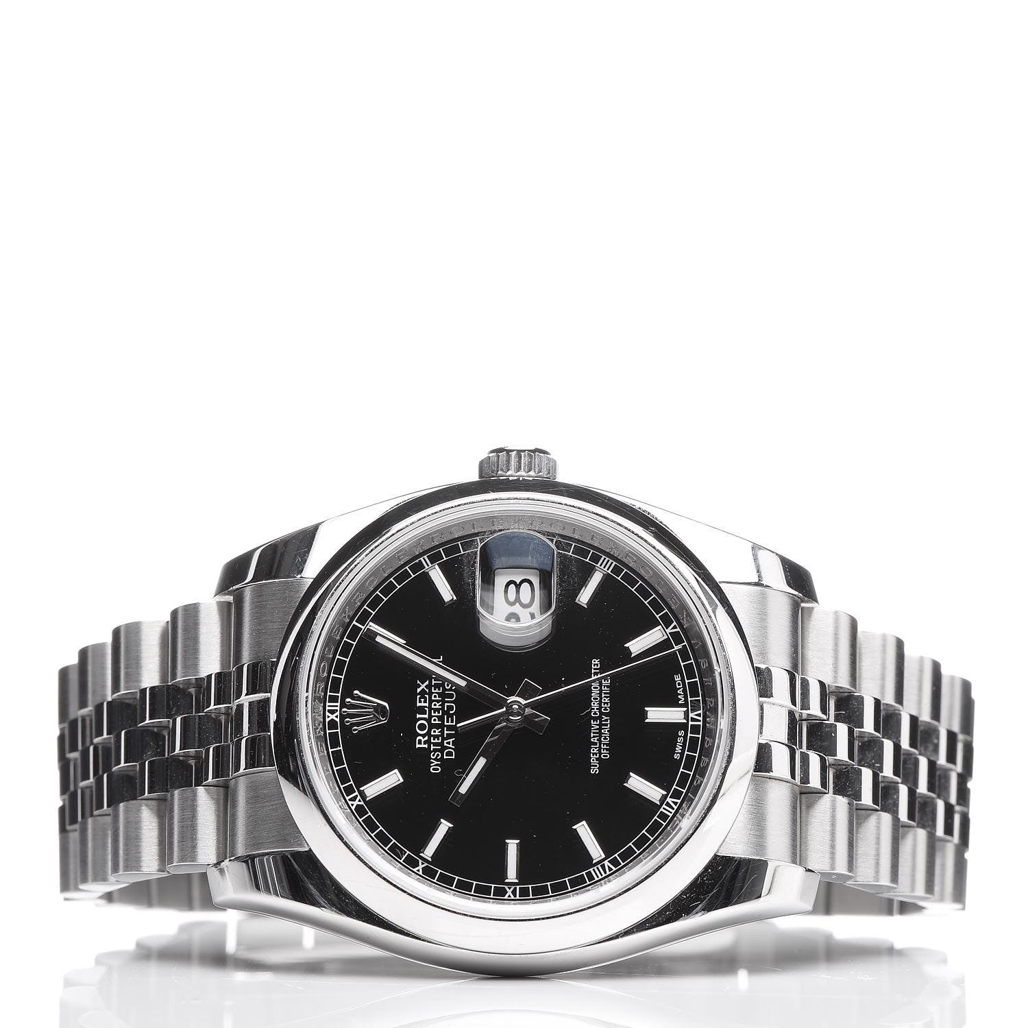 Rolex Stainless Steel 36mm Oyster Perpetual Datejust Watch Black 116200 3 of 8