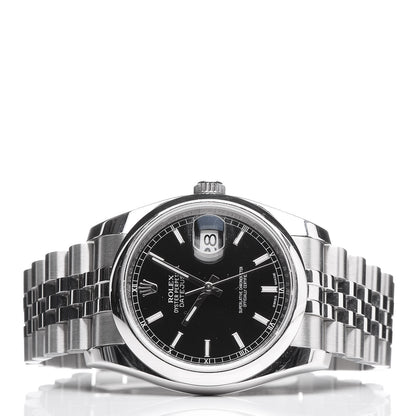 Rolex Stainless Steel 36mm Oyster Perpetual Datejust Watch Black 116200 3 of 8