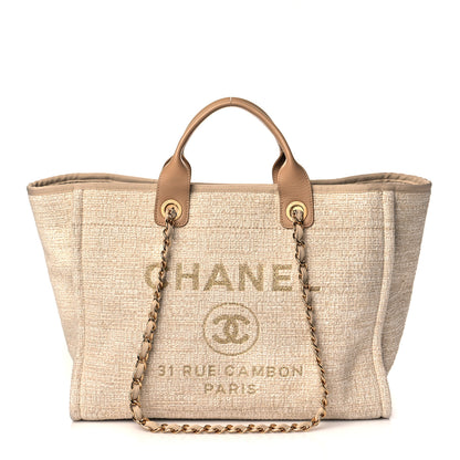 Chanel Canvas Medium Deauville Tote Light Beige 1 of 9