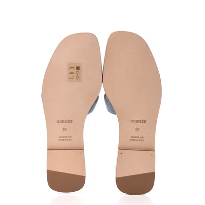 Hermes Denim Canvas Oran Sandals 39 Bleu Clair 5 of 9