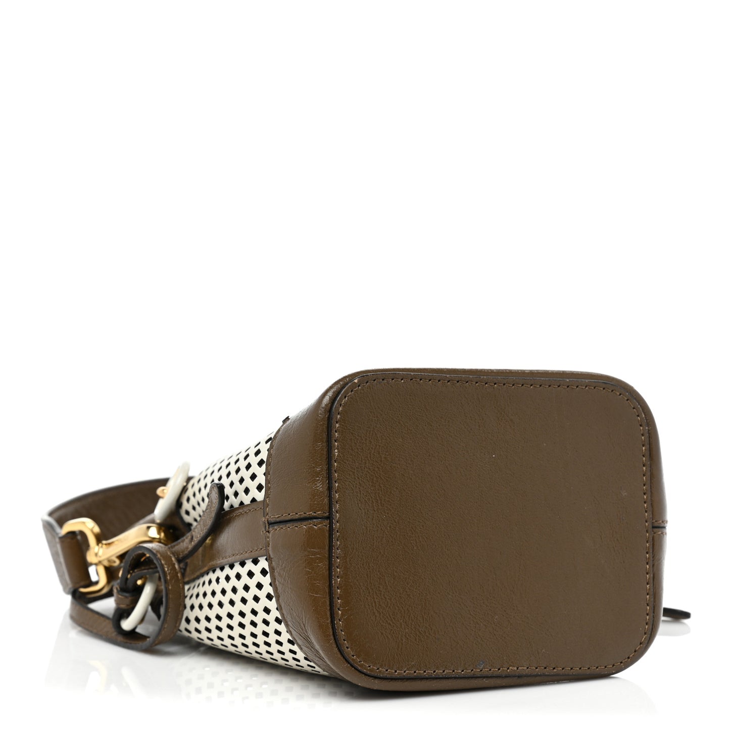 Vitello Liberty Glossy Lambskin F is Fendi Perforated Mini Mon Tresor Bucket Bag White Ice Rust Maya