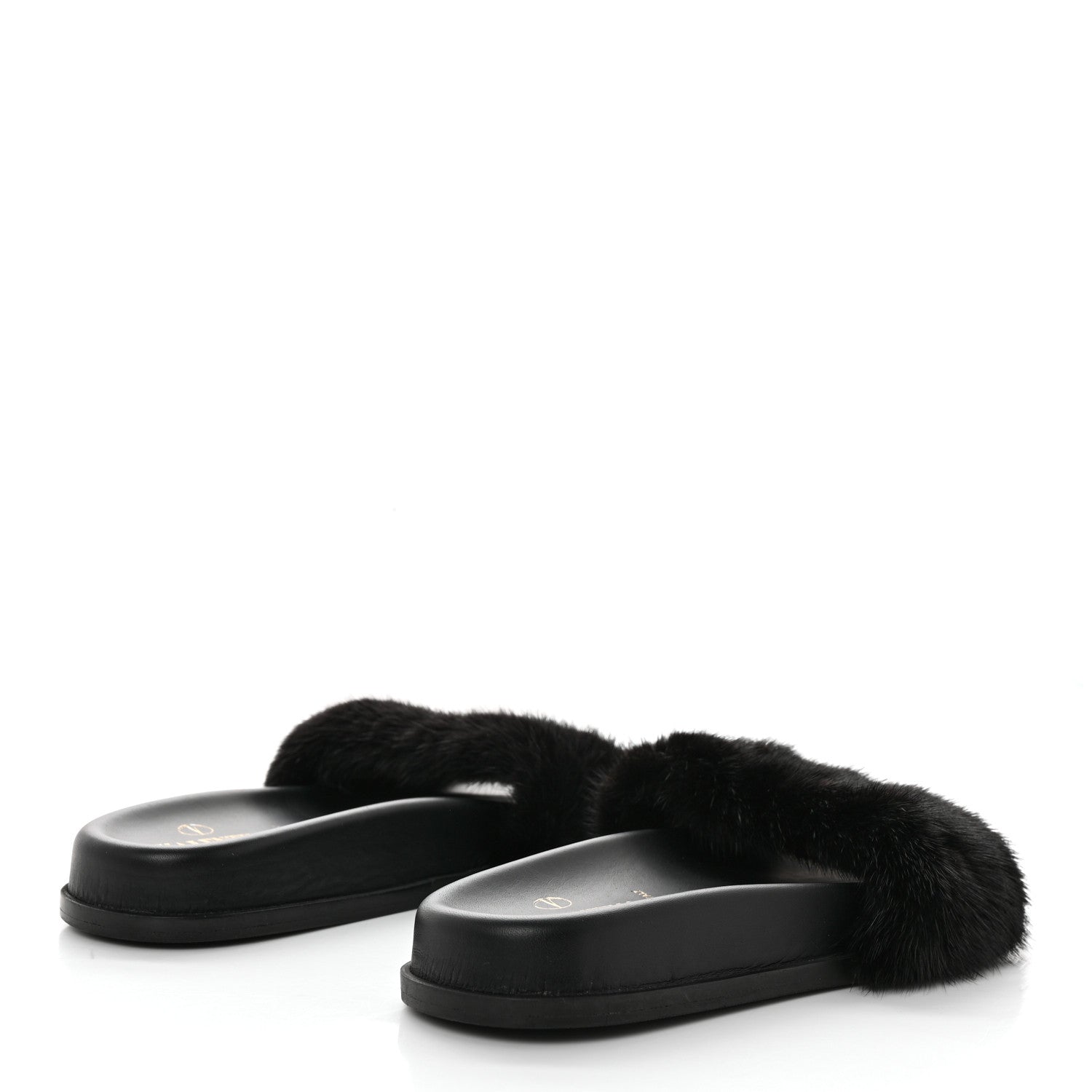 Valentino Garavani Mink Fur Rockstud Slide Sandals 36 Black 4 of 7