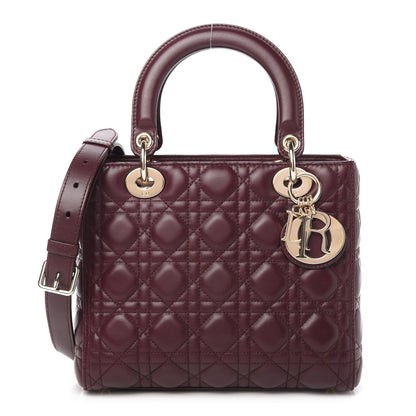 Christian Dior Lambskin Cannage Medium Lady Dior Burgundy 1 of 10