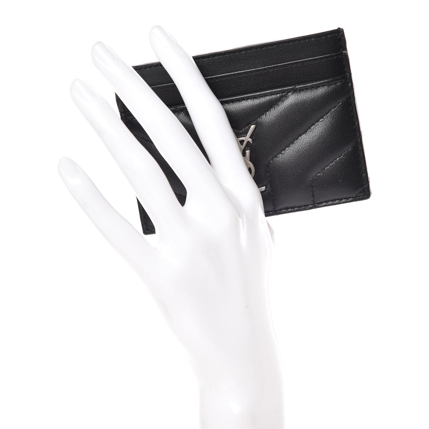 Calfskin Y Quilted Monogram LouLou Credit Card Case Black
