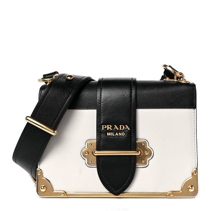Prada City Calf Saffiano Cahier Bag Talco Black 1 of 9
