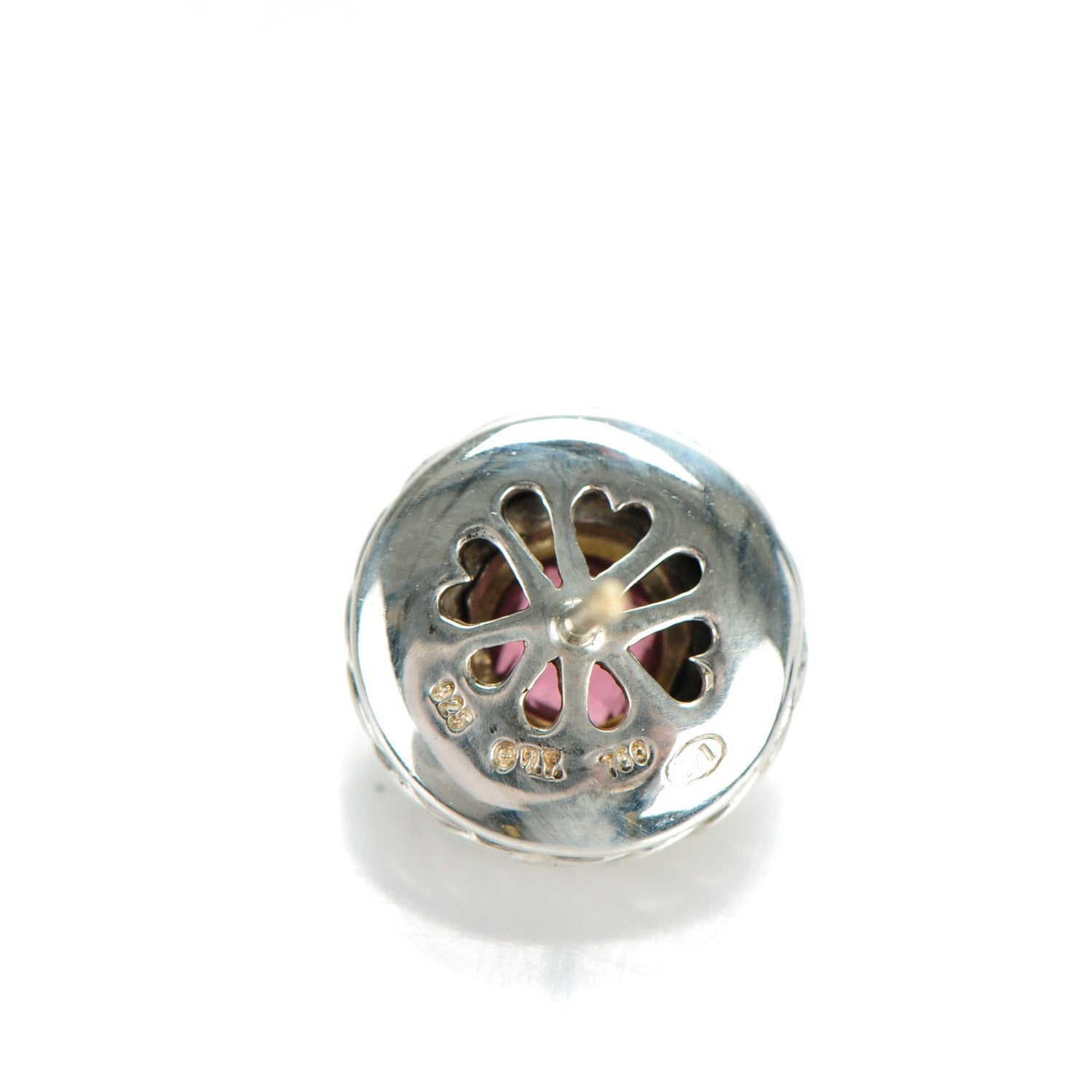 David Yurman Sterling Silver 18K Yellow Gold Pink Tourmaline 6mm Cookie Cable Earrings 4 of 5