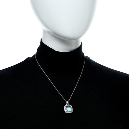 David Yurman Sterling Silver 14K Yellow Gold Blue Topaz Diamond 14mm Albion Pendant Necklace 2 of 6