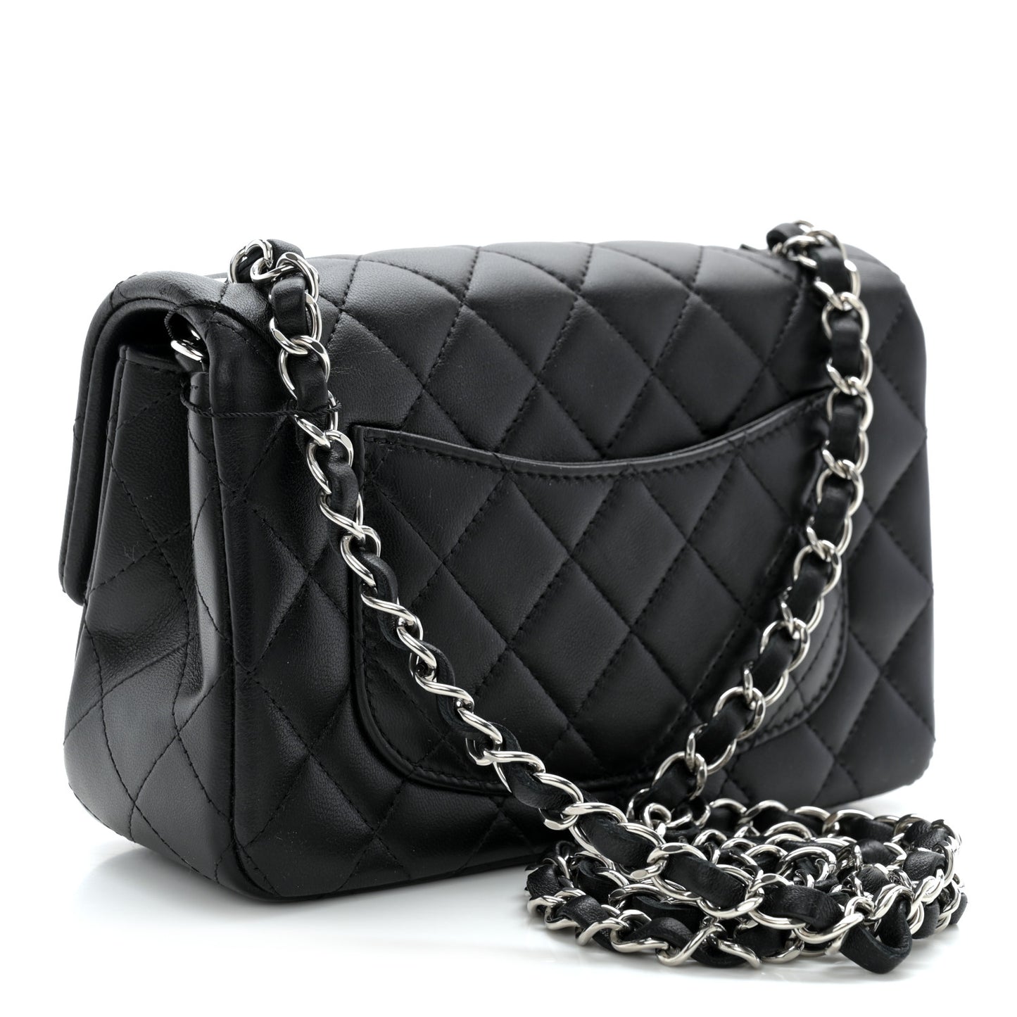 Lambskin Quilted Mini Rectangular Flap Black