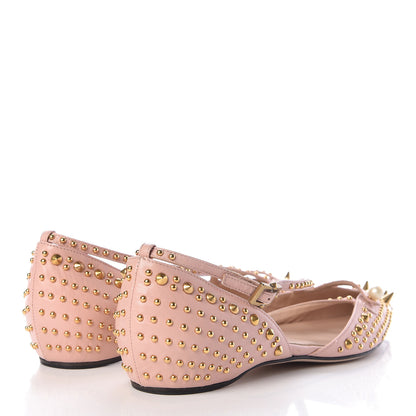 Gucci Malaga Kid Studded Pointed Toe Unia Flats 37 Perfect Pink 4 of 9