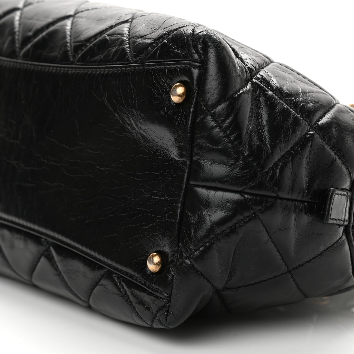 Glazed Calfskin Castle Rock Bowling Bag Black