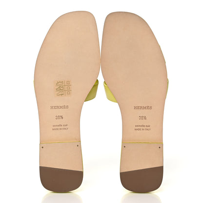 Hermes Epsom Oran Sandals 38.5 Jaune Pollen 5 of 9
