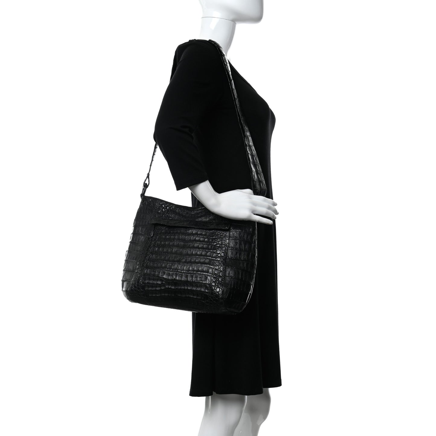 Crocodile Crossbody Bag Black