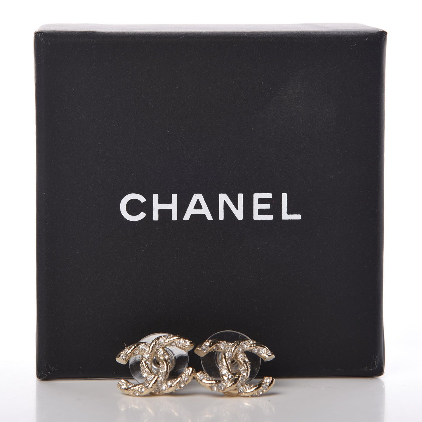 Crystal Twisted CC Earrings Gold