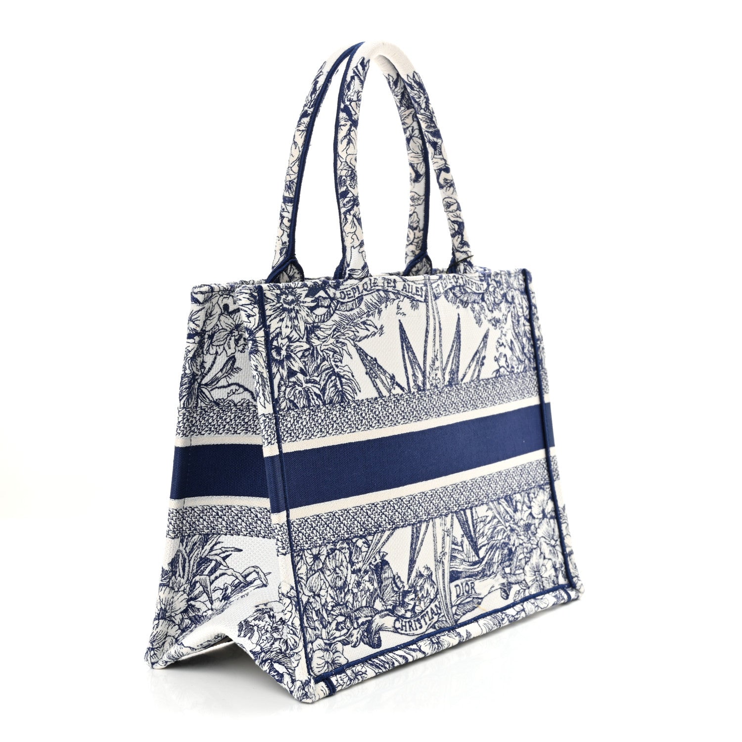 Christian Dior Canvas Embroidered Medium Reve d'Infini Book Tote Blue 3 of 12