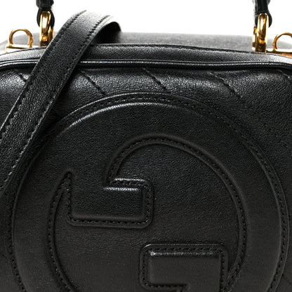 Gucci Sakai Be Green Calfskin Diagonal Stitched Blondie Top Handle Bag Black 9 of 11