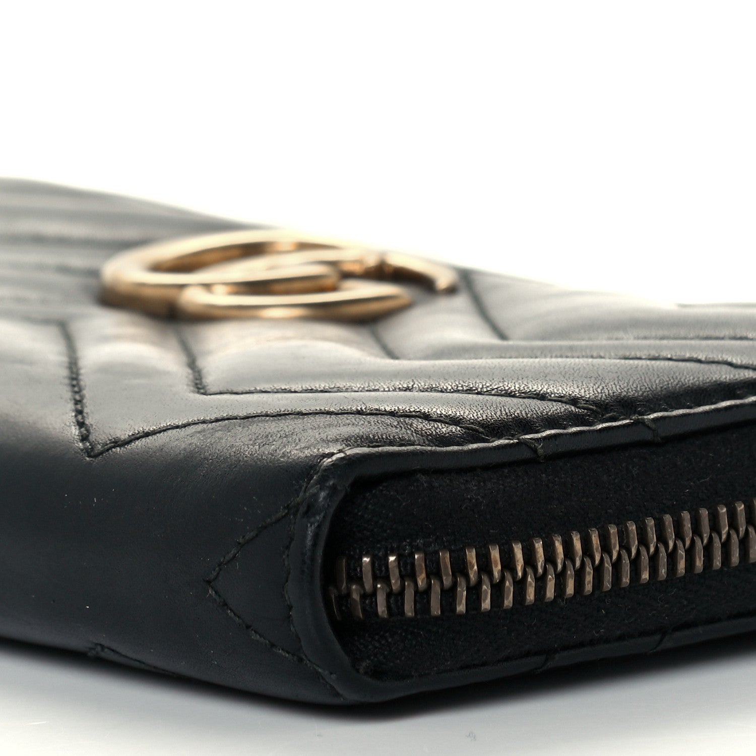 Gucci Calfskin Matelasse GG Marmont Zip Around Wallet Black 9 of 9