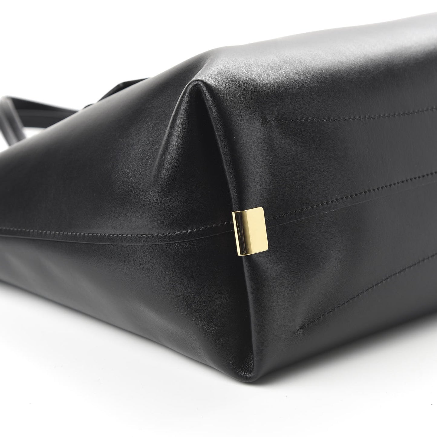 Shiny Calfskin Suede Medium C Zipped Tote Black