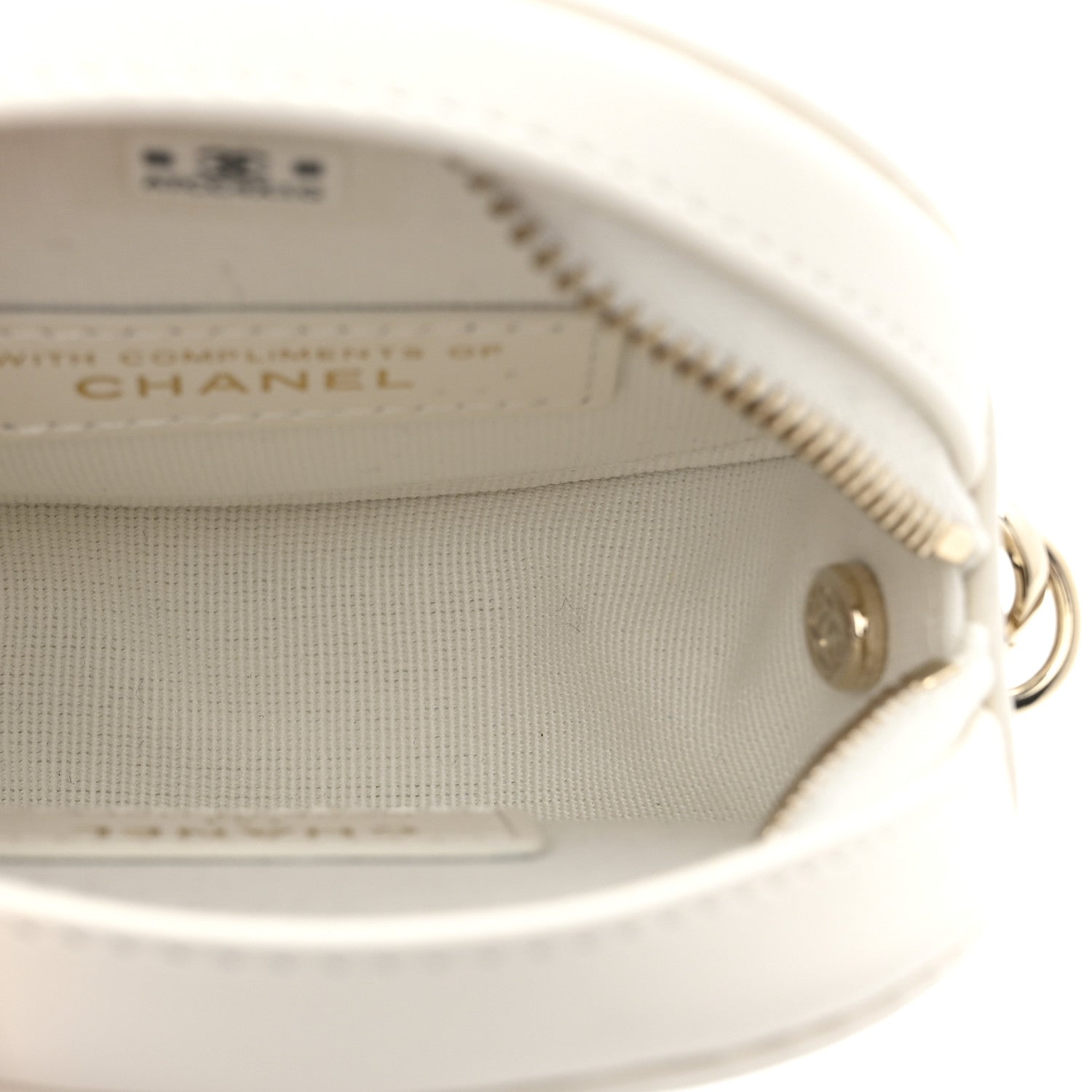 Chanel Tweed Quilted Round Filigree Pouch With Chain White Black 5 of 8