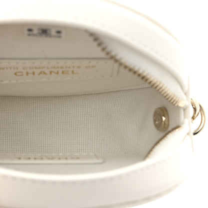 Chanel Tweed Quilted Round Filigree Pouch With Chain White Black 5 of 8