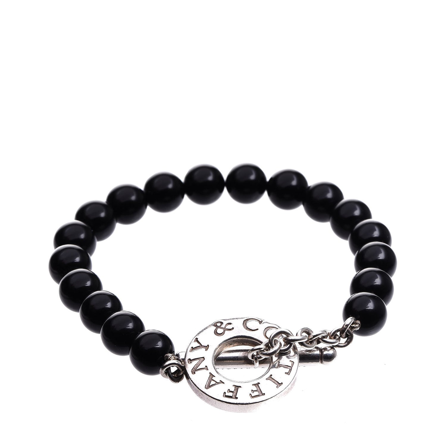 Sterling Silver Black Onyx Bead Toggle Bracelet