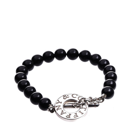 Tiffany Sterling Silver Black Onyx Bead Toggle Bracelet 3 of 4