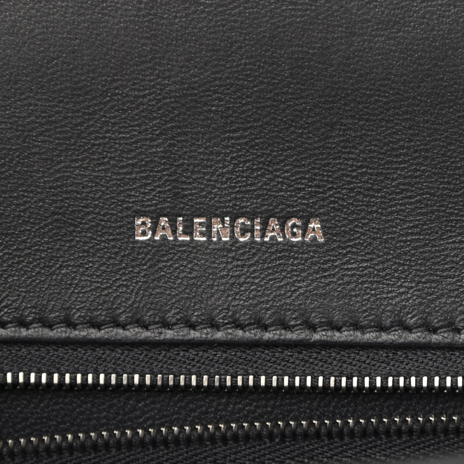 Balenciaga Shiny Calfskin Monochrome Crocodile Embossed Small Hourglass Top Handle Bag Black 6 of 13