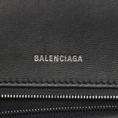 Balenciaga Shiny Calfskin Monochrome Crocodile Embossed Small Hourglass Top Handle Bag Black 6 of 13