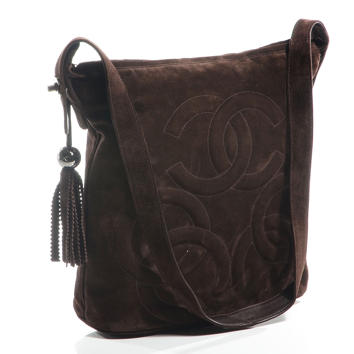 Suede CC Tassel Shoulder Bag Brown