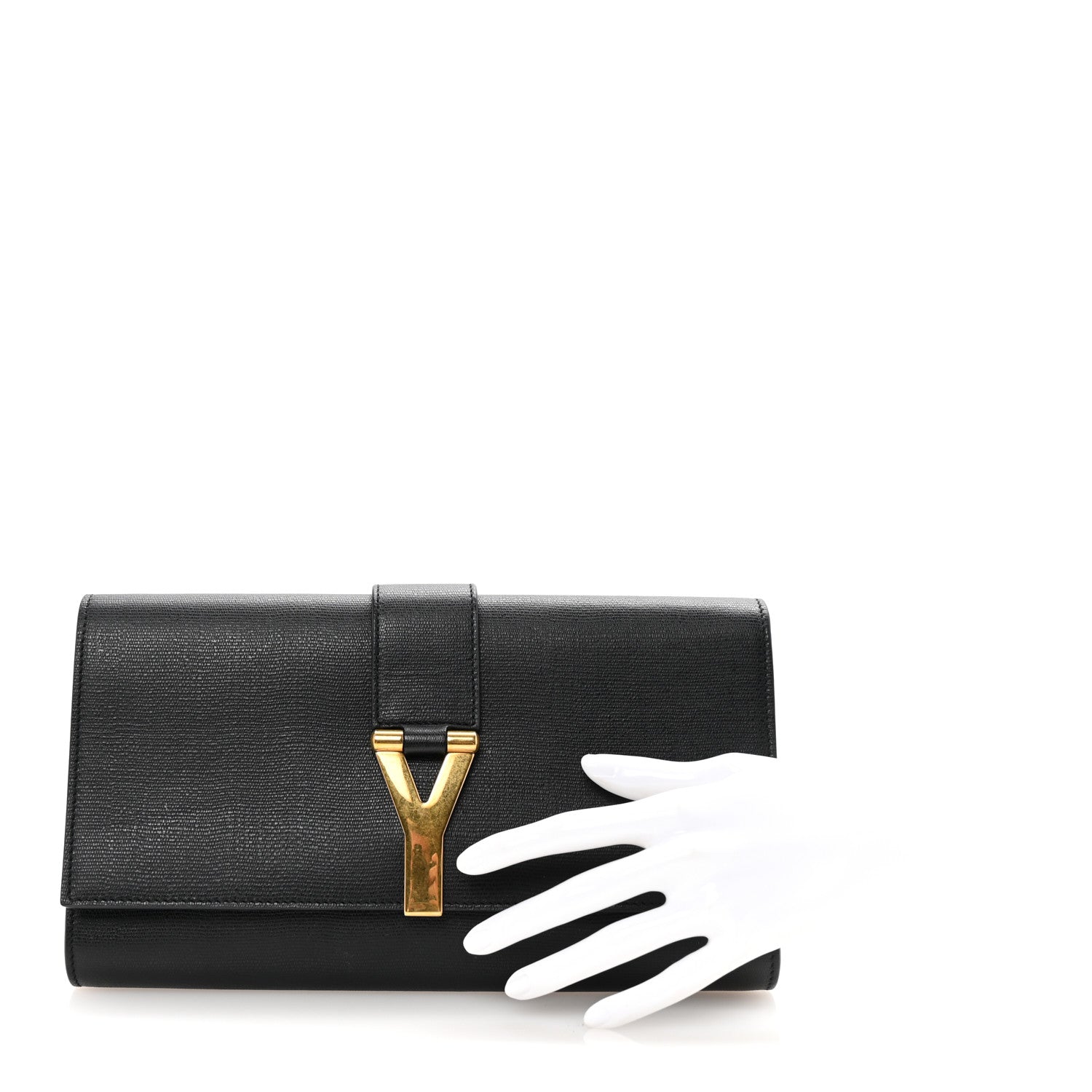 Saint Laurent Textured Calfskin Classic Y Ligne Clutch Black 2 of 6