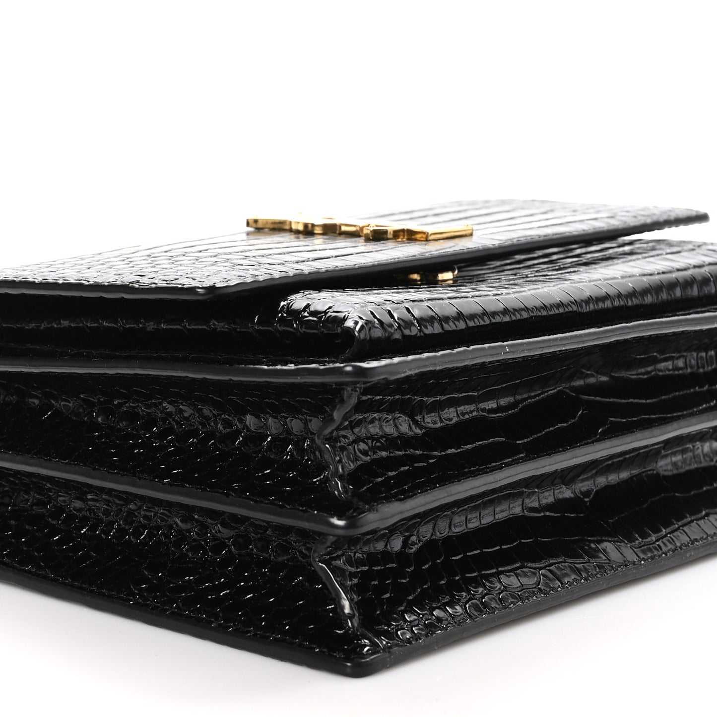 Calfskin Crocodile Embossed Medium Monogram Sunset Black