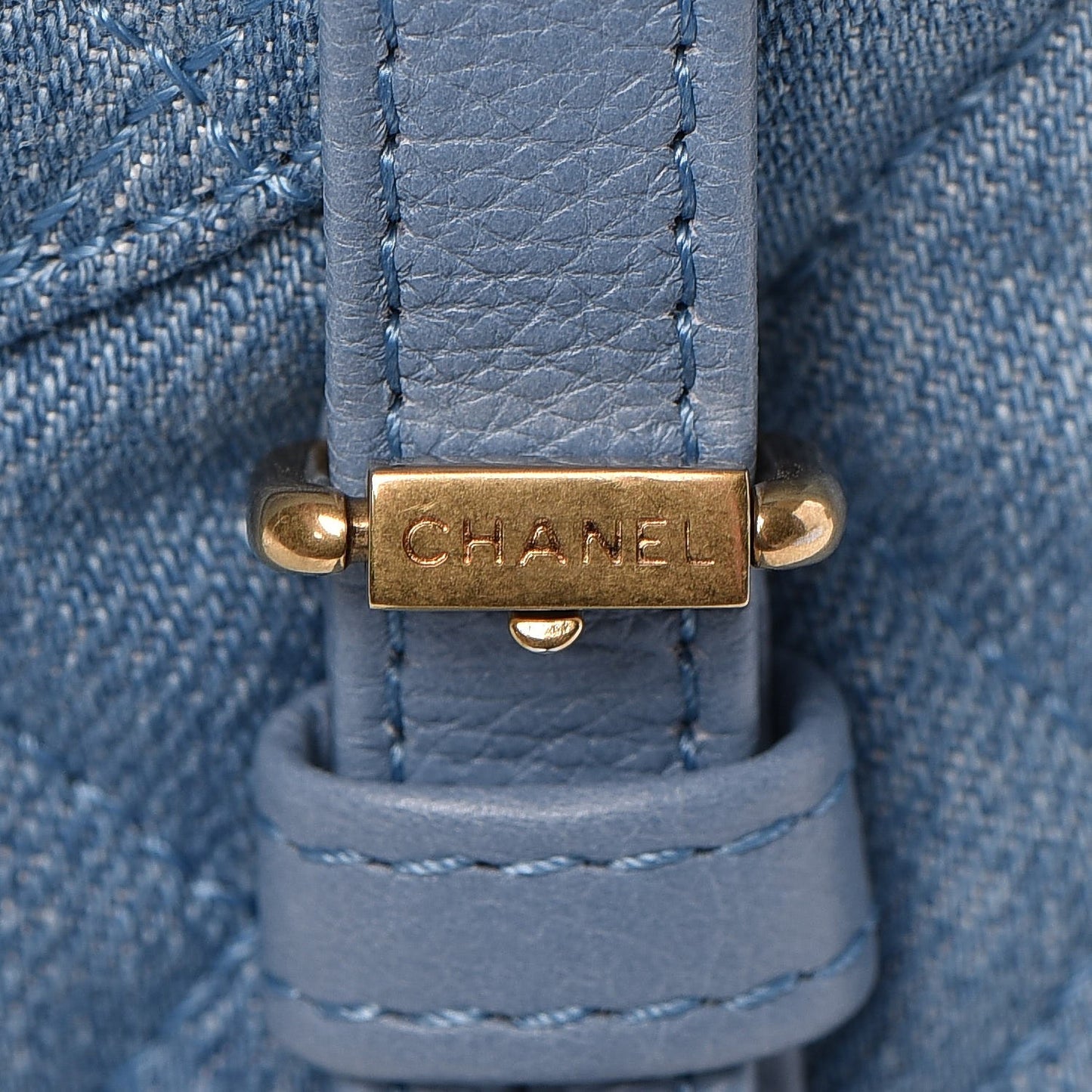 Washed Denim Quilted Small Urban Spirit Backpack Light Blue