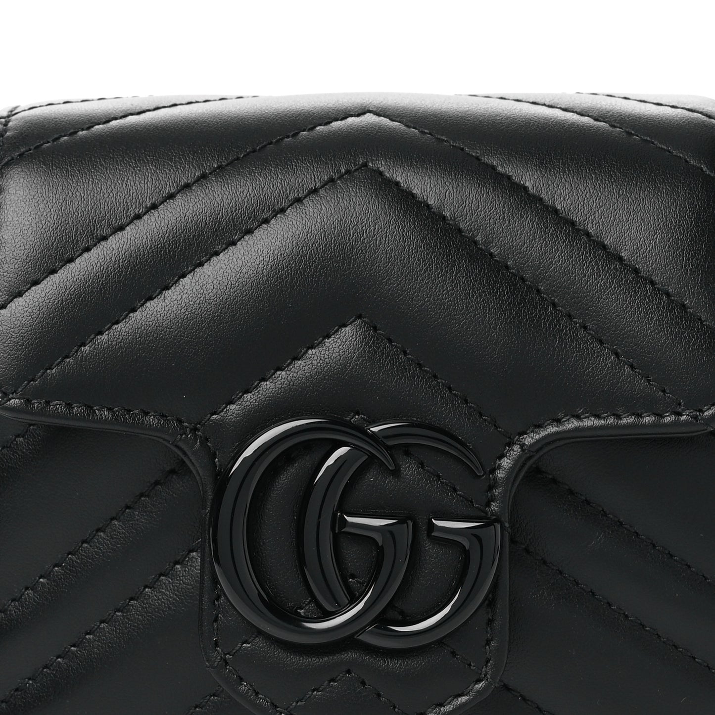 Calfskin Matelasse Monochrome GG Marmont Chain Mini Belt Bag Black