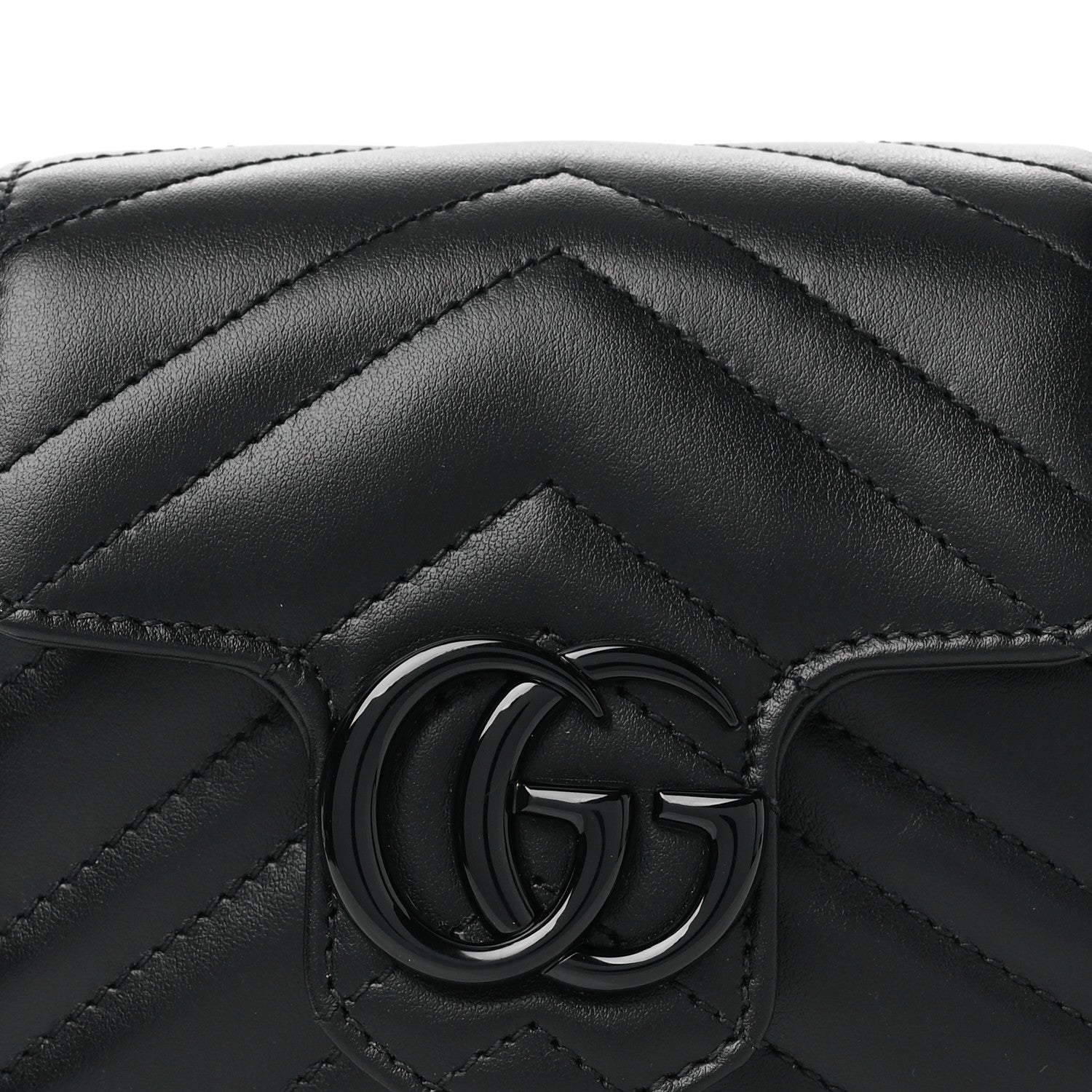 Gucci Calfskin Matelasse Monochrome GG Marmont Chain Mini Belt Bag Black 8 of 10