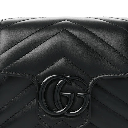 Gucci Calfskin Matelasse Monochrome GG Marmont Chain Mini Belt Bag Black 8 of 10