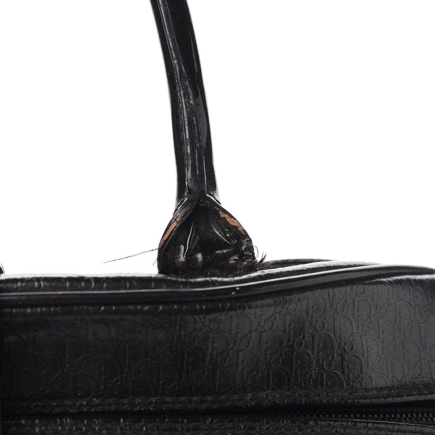 Patent Calfskin Embossed Saddle Bowler Black