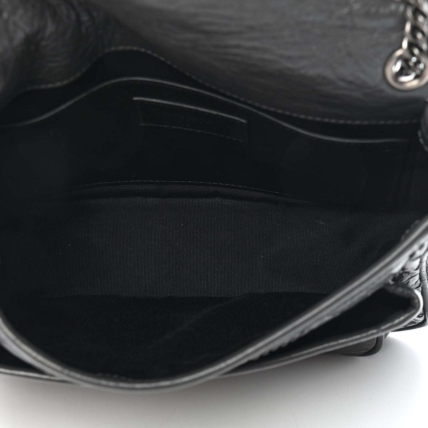 Crinkled Calfskin Matelasse Monogram Baby Niki Chain Satchel Storm