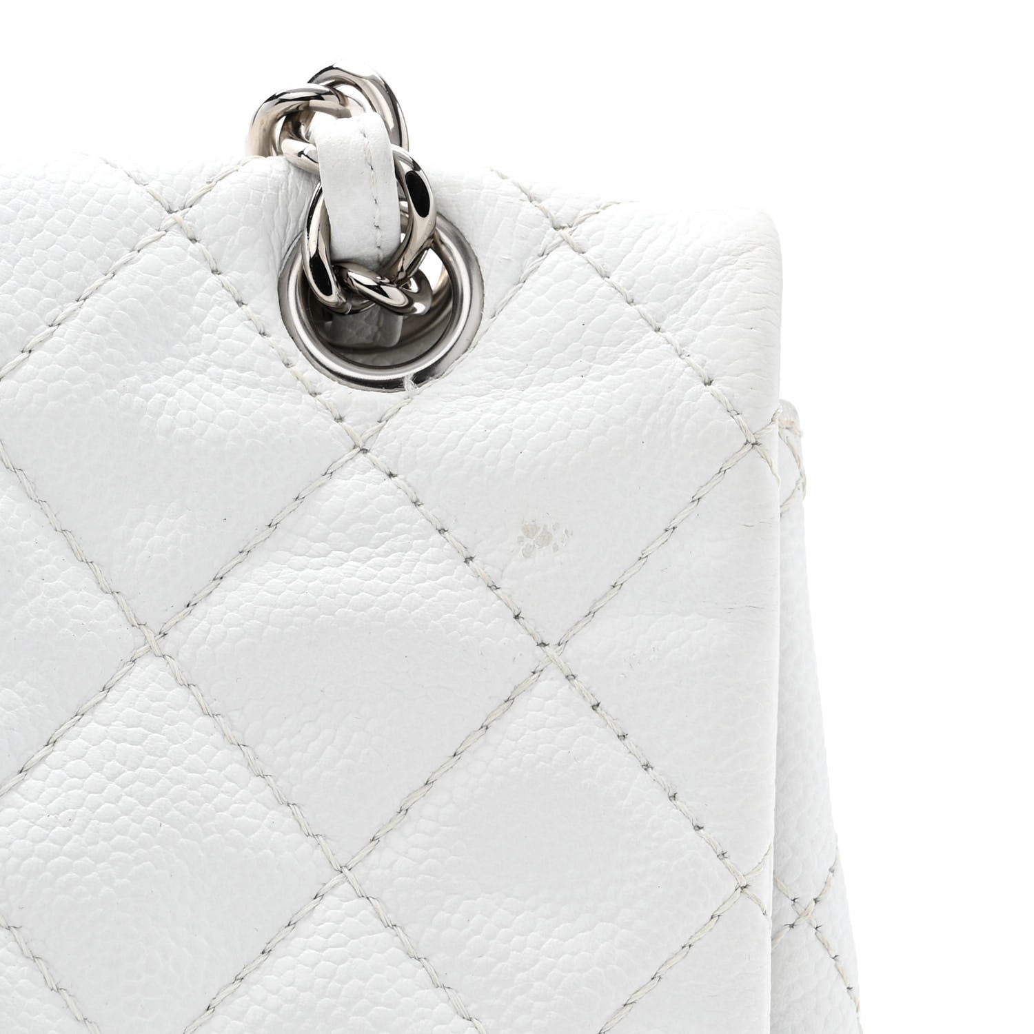 Chanel Caviar Quilted Maxi Single Flap White 12 of 13