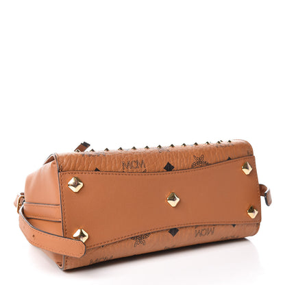 MCM Visetos Swarovski Crystal Studded Satchel Cognac 4 of 9