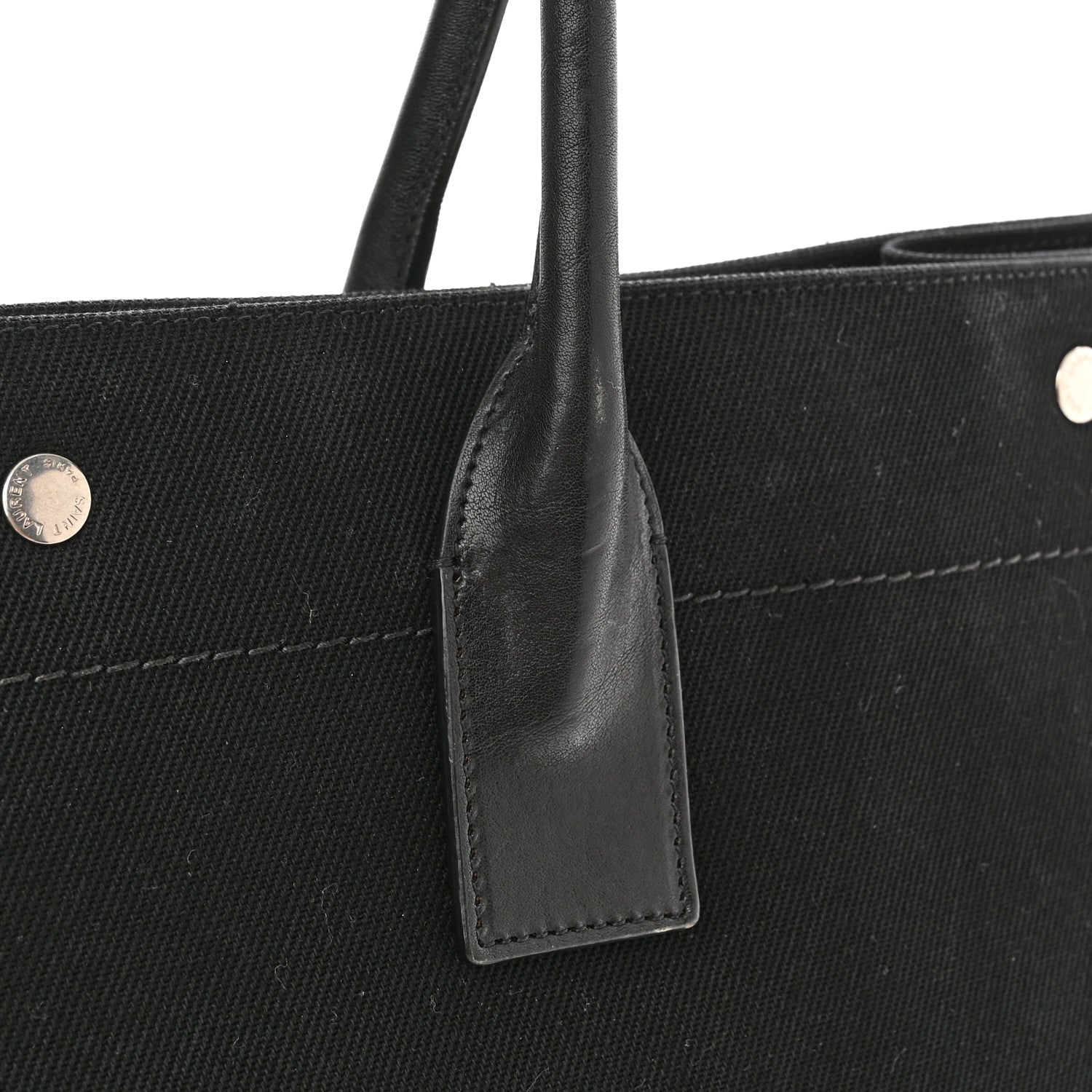 Saint Laurent Linen Calfskin Rive Gauche Tote Black 12 of 12