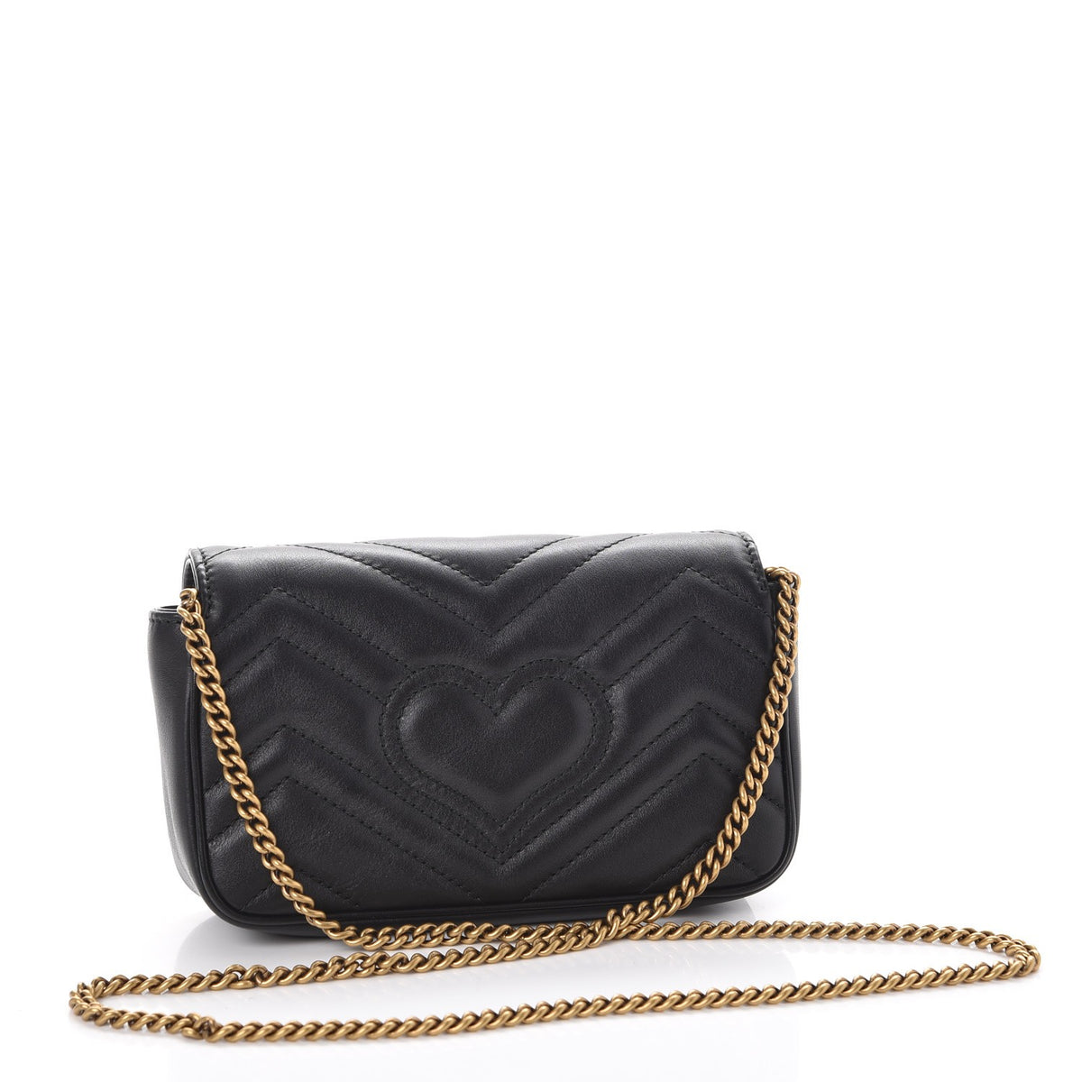 Gucci Calfskin Matelasse Super Mini GG Marmont Shoulder Bag Black 4 of 10