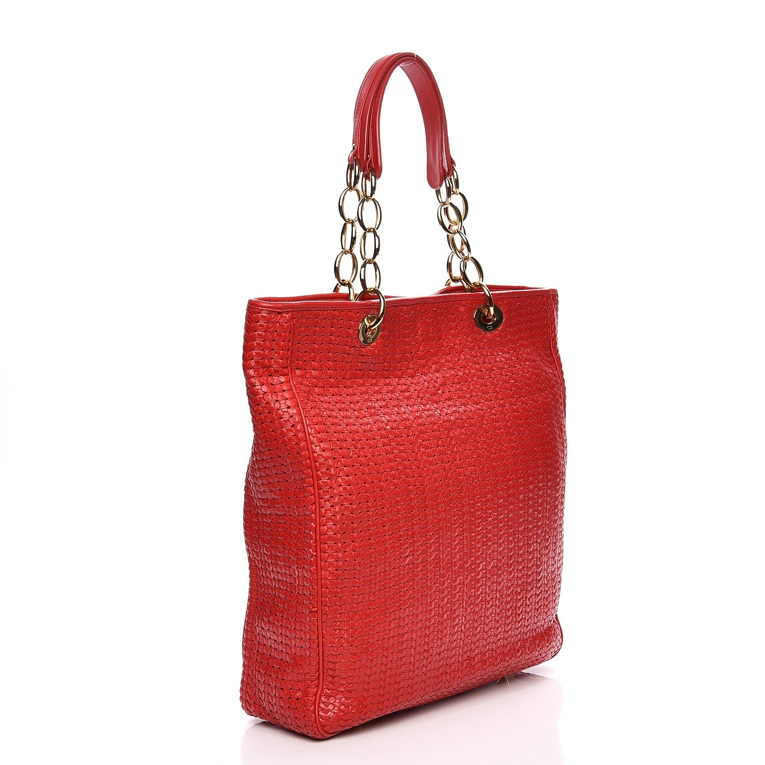 Christian Dior Lambskin Woven Large Dior Soft Tote Rouge Moyen 3 of 7