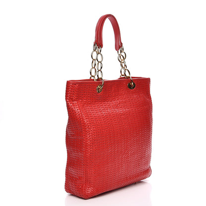 Christian Dior Lambskin Woven Large Dior Soft Tote Rouge Moyen 3 of 7